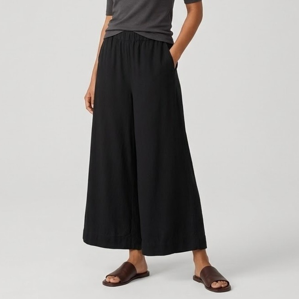 Free People Free-est Linen Viscose Black Wide Leg Pants OB1263884 Size Small